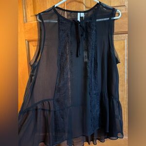 Kohl's Patched & Pieced Black Lace Trim Shell XXL BNWT